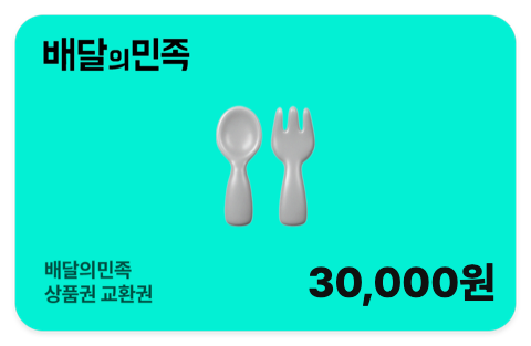 배달의민족 30,000원 상품권